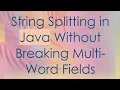 String Splitting in Java Without Breaking Multi-Word Fields