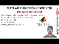 MATLAB Function For Power Method With Error Graph