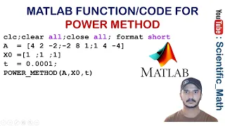 MATLAB Function For Power Method With Error Graph