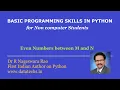 Free Python course - Python program for Even nos Between M and N
