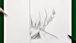 How To Draw Zenitsu Demon Slayer Zenitsu Half Face Step By Step 