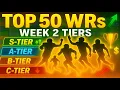 Top 50 WR Rankings Tiers Week 2