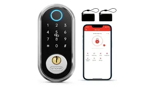 Review Smart Deadbolt SMONET Fingerprint Electronic Deadbolt Door Lock with Keypad-Bluetooth
