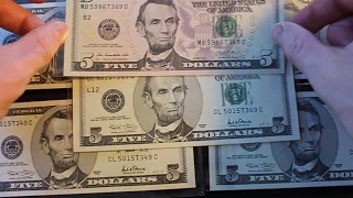 Collectible 5 Dollar Bills 2001 mint condition