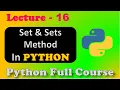 Set In Python Set Build-in functions Python Full Course Lecture 16