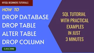 MYSQL TUTORIAL HOW TO DROP DATABASE DROP TABLE ALTER TABLE DROP COLUMN SQL BEST EXAMPLES