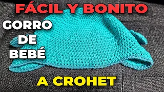 How to crochet a baby hat with earflaps with medium stitches (pm).