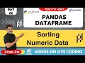 Day 22 Sorting Numeric Data in Pandas DataFrame Python Pandas Tutorial Exploratory Data Analysis