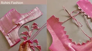 Model blouse design | Cutting and stitching back neck design @RohiniFashion 