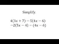 Simplify Algebraic Expressions a bx c -d ex-f