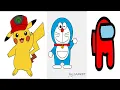 Pikachu Doremon Amongus Python programming How to make cartoon by python programming