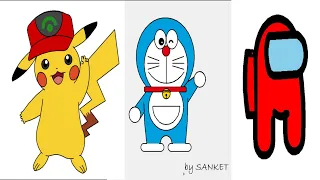 Pikachu Doremon Amongus Python programming How to make cartoon by python programming