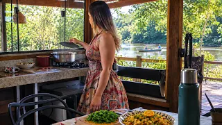 I cooked a delicious lunch at the riverside cabin - Brazilian Adventure ASMR