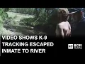 shows K 9 tracking escaped inmate to river in Erath County