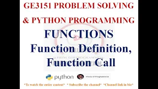 FUNCTIONS IN PYTHON BUILT-IN FUNCTIONS GE3151 PROBLEM SOLVING AND PYTHON PROGRAMMING NOTES