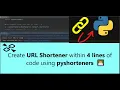 Create URL Shortener within 4 lines of code Python project Pyshorteners write2code