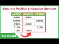 Separate Positive and Negative Numbers in Excel