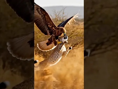 The powerful Eagle attacks cheetah