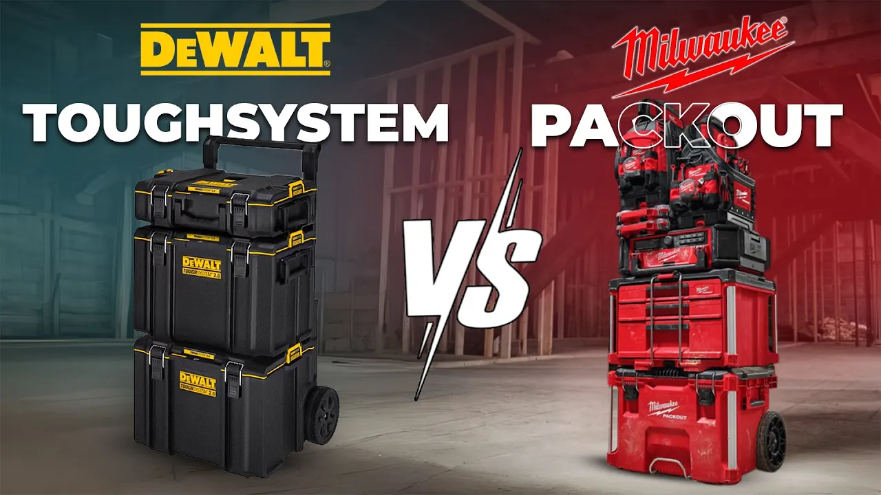 Comparatif Milwaukee PACKOUT et Dewalt ToughSystem : durabilité, transport et personnalisation
