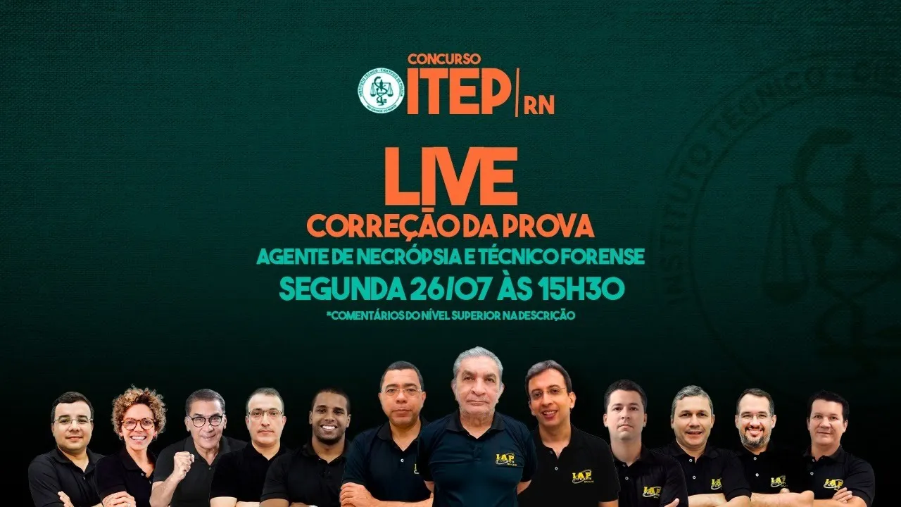 LIVE: CORREÇÃO DA PROVA DA ITEP/RN.
