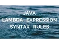 Lambda Expression Syntax Rules manohar academy