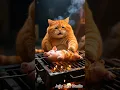 Orange cat cooking pig friend funny cartoon cute ai animation
