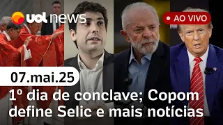 Conclave começa no Vaticano; Lula na Rússia; EUA e China; fraudes no INSS e mais ao vivo | UOL News