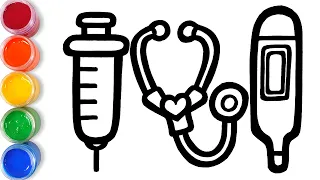 Let's learn to glitter Medical Device drawing and coloring for kids | GENiEART