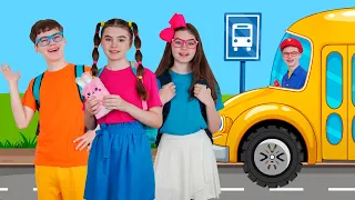 Wheels on the Bus 🚌 Back to School & Learn ABC Songs | Nick and Poli