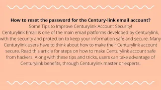 How To Reset CenturyLink Email Password