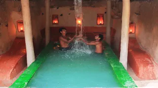 Built The Ultimate Secret Underground Survival House with a Private Pool & Hobbit House