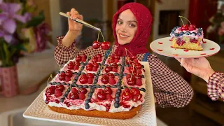 وصفة كيكة الكرز والتوت، رح تعتمدوها طول الصيف 🍒Cherry Berry vanilla cake, your fav summer recipe 