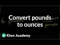 Converting pounds to ounces Ratios proportions units and rates Pre-Algebra Khan Academy
