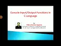 Console Input Output Functions in C by Vishal Kumar Sagtani Assistant Professor Computer Science