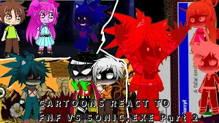 cartoons react to fnf vs sonic exe part 2 