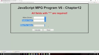 JavaScript MPG Program - Chapter12