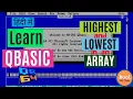 QBasic Tutorial - Highest And Lowest Array Element Hindi