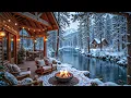 Lagu One Look at This Winter Morning River porch Gentle Piano \u0026 Campfire Scene and You’ll Slow Down ❄️🔥