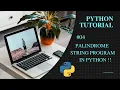 Python Program to Check a String is Palindrome or Not in Hindi Python Tutorial in Hindi