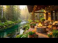 Spring Morning Forest Riverside Cabin Porch Calming Fire Pit Flowing River Birdsong Ambience