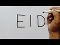 How To Turn Word EID Into A Beautiful Picture Eid Mubarak Drawing Easy Step By Step Mosque