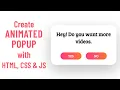 Create Animated Pop-up Modal with HTML CSS and JavaScript
