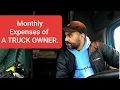 Monthly Expenses of a Truck Owner Operator
