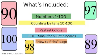Numbers 1 100 Flash Cards Pastel Number Flashcards Number Recognition Counting Printable Math