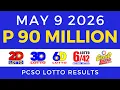 Lotto Result May 9 2026 9PM PCSO