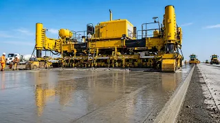 Giant Heavy Machinery Building Modern Concrete Roads | Amazing Slipform Paver Technology