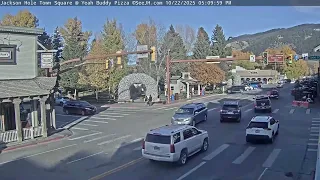 SeeJH ai Clear Sunset Timelapse at Jackson Hole Broadway Town Square - October 22 2025