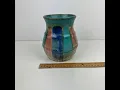Vintage Hull Art Pottery Vase Planter Pot Abstract Colorful Blue Red Pink Green