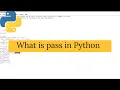 What Is Pass In Python Difference Between Pass And Comment In Python Python Interview Question