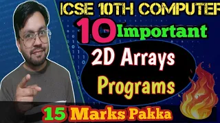 Top 10 Programs of 2-D Array in java for icse 10th computer